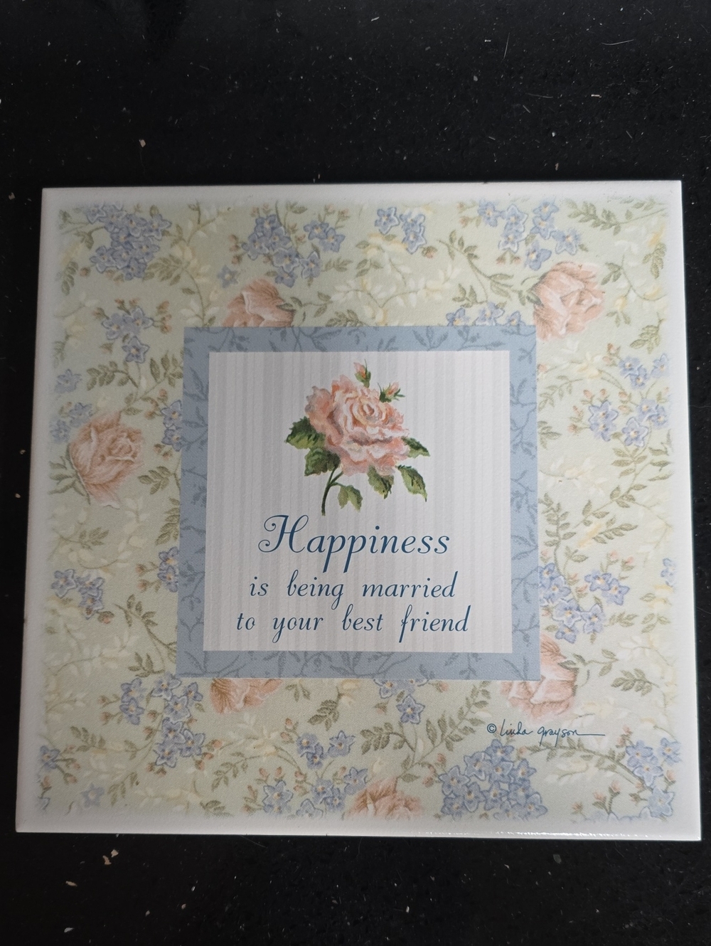Vintage 8" Floral Sentiment 8" Hot Plate